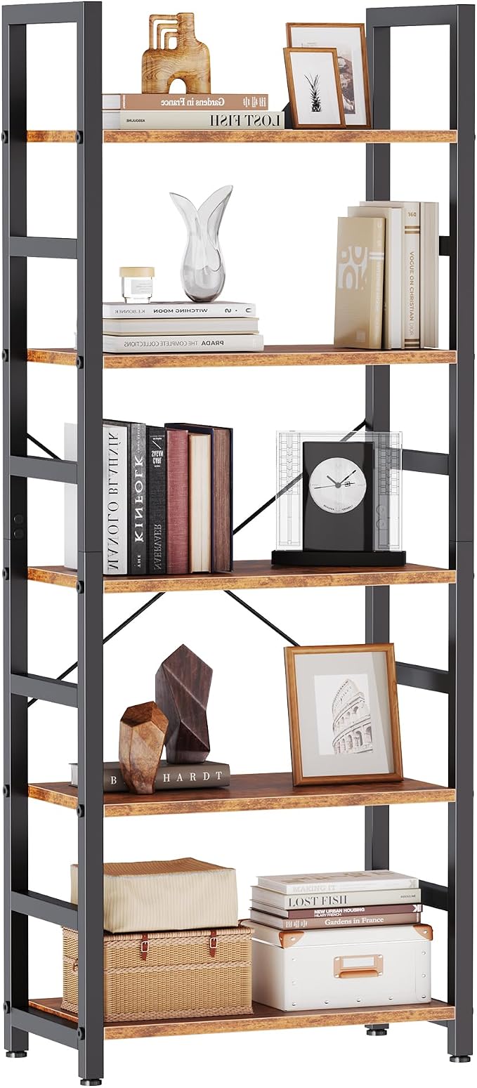 DUMOS 5-Tier Bookshelf, Modern Tall Bookcase, Open Storage Display Shelf by DumosLifestyle