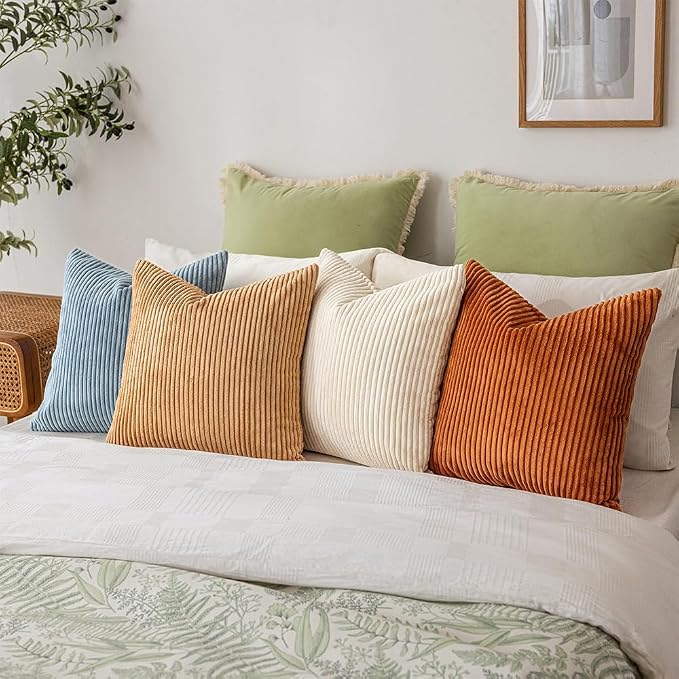 LANANAS Neutral Couch Throw Pillow Covers 18x18 Inch Set of 4 Decorative - Image 3