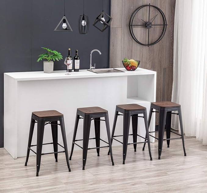 HAOBO Home 30" Backless Metal Counter Stool Height Bar Stools Barstools - Image 9
