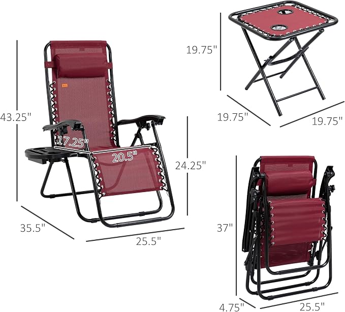 Outsunny Zero Gravity Chair Set - Image 7