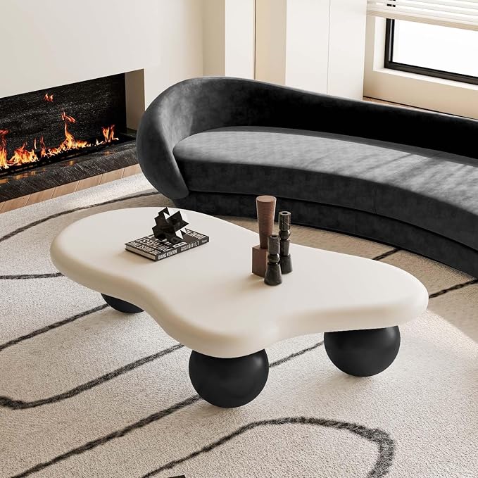 47" Cloud Coffee Table for Living Room Irregular Coffee Table Modern Low Coffee - Image 4