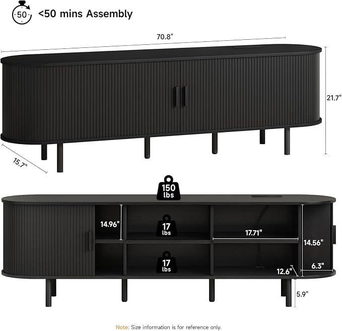 ONBRILL 70.8" TV Stand with Power Outlet - Image 2