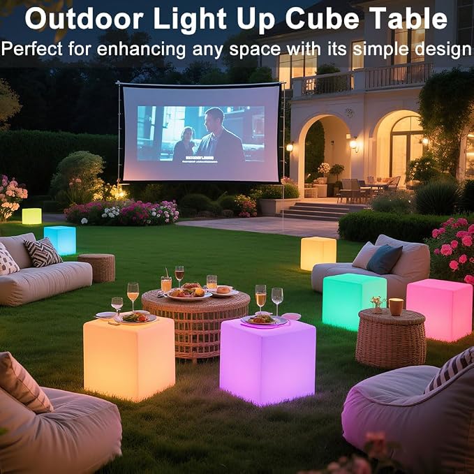 LED Cube Chair for Kids, 14-Inch RGB Color Changing LED Cube Seat w/ Remote - Image 6