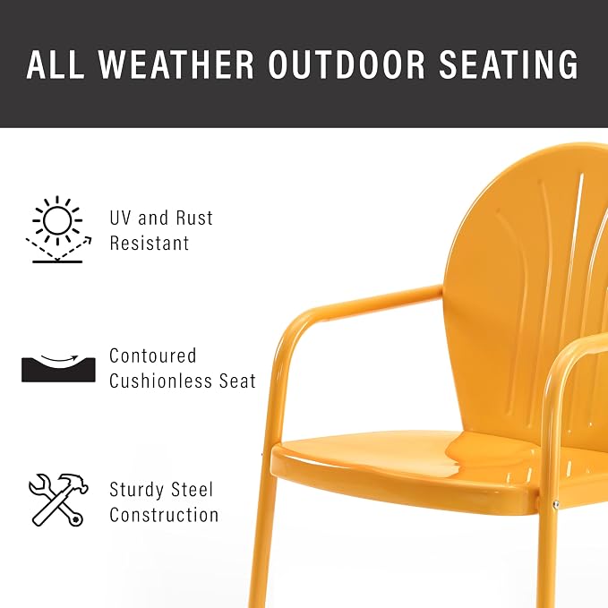 Crosley Furniture Griffith Outdoor Chair, Retro Metal Patio Chairs - Image 6