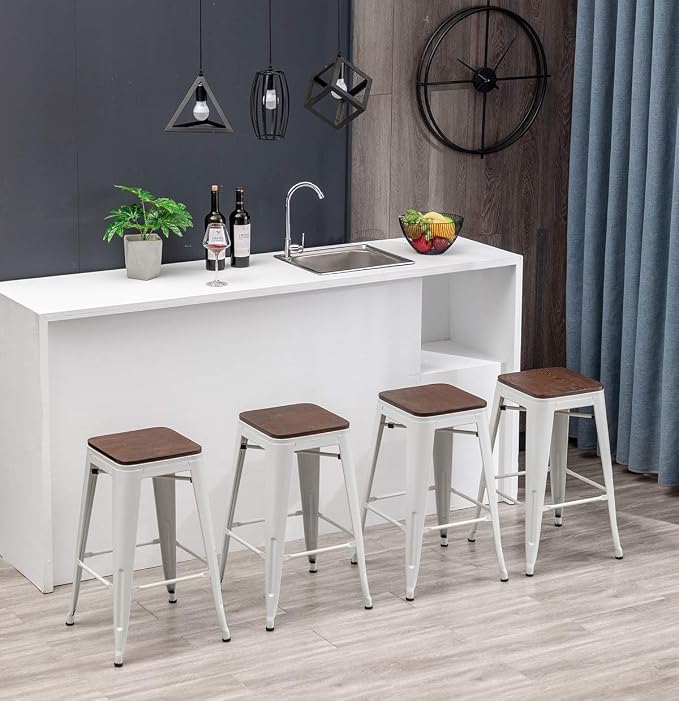 HAOBO Home Modern Industrial Metal Barstool Counter Height Stools Dining Chair - Image 6