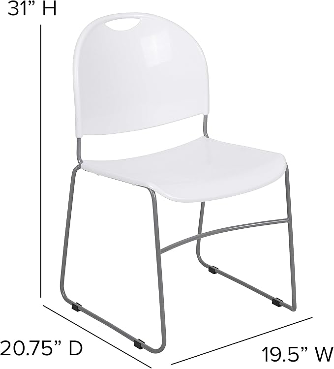 Flash Furniture HERCULES Series 880 lb. Capacity White Ultra-Compact Stack Chair - Image 3