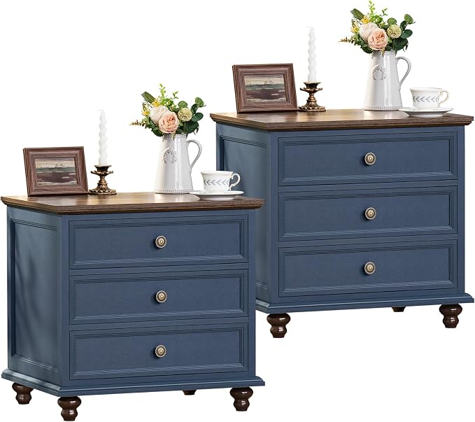 Joaxswe 24" Wide Farmhouse Night Stand Set of 2, Large End Table by Joaxswe