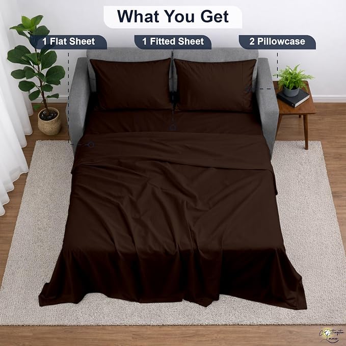 Cottington Lane Sleeper Sofa Sheets Full Size, 4 Piece Premium Quality 100% - Image 5