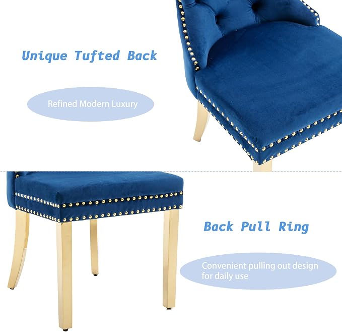 KCC Velvet Dining Chairs Set of 4, Upholstered High-end Tufted Dining Chair - Image 6