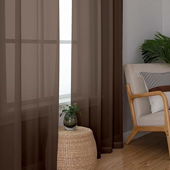 OWENIE Sheer Curtains 63 inch Length 2 Panels Set, Rod Pocket Voile Fimly Sheer - Image 5