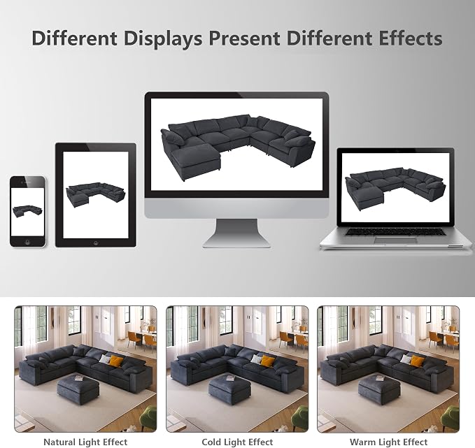 Oversized Modular Sectional Sofa Couch, Large 7 Seater Corner Sofa Modern U - Image 9