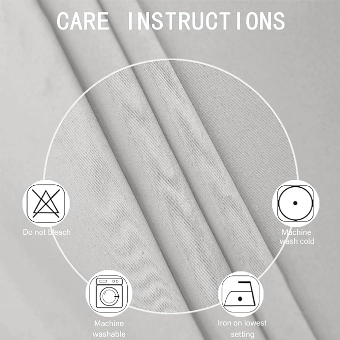LEMOMO Blackout Curtains 66 x 72 Inch Long Light Grey Curtains Set of 2 Panels - Image 4