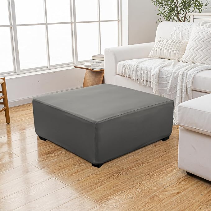 Super Stretch 40x40x15 inch Square Ottoman Cover- Soft Form Fit Ottoman Cover - Image 2