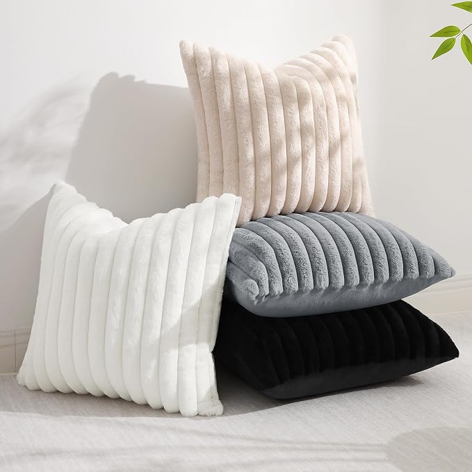 decorUhome Cozy Faux Fur Throw Pillow Covers 20x20 Set of 2 Decorative Soft - Image 5