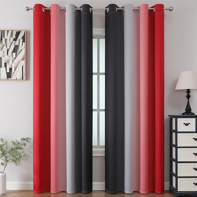 Estelar Textiler Red and Black Blackout Curtains - Image 2