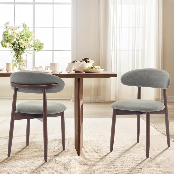 COLAMY Wooden Dining Room Chairs Set of 6, Modern Upholstered Fabric Dining - Image 7