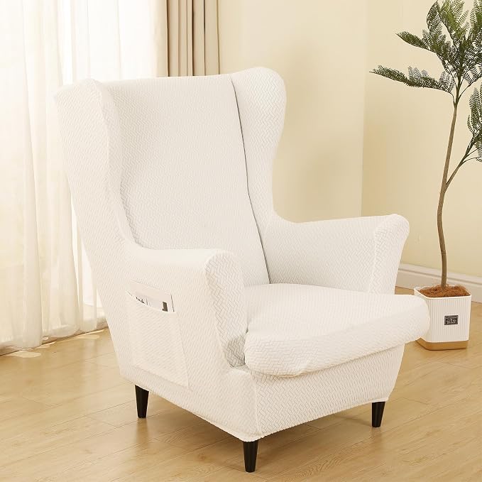 HAOYONG Jacquard Wingback Chair Cover Thickening Armchair Covers 2 Pieces - Image 7