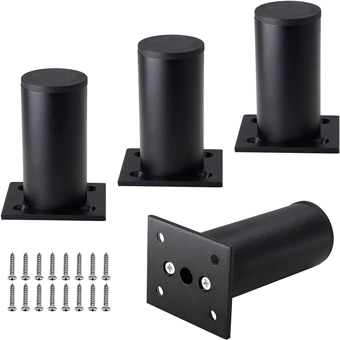 Set of 4 Furniture Legs 3 Inch, Adjustable Aluminum Alloy Cabinet Legs by Kyuionty