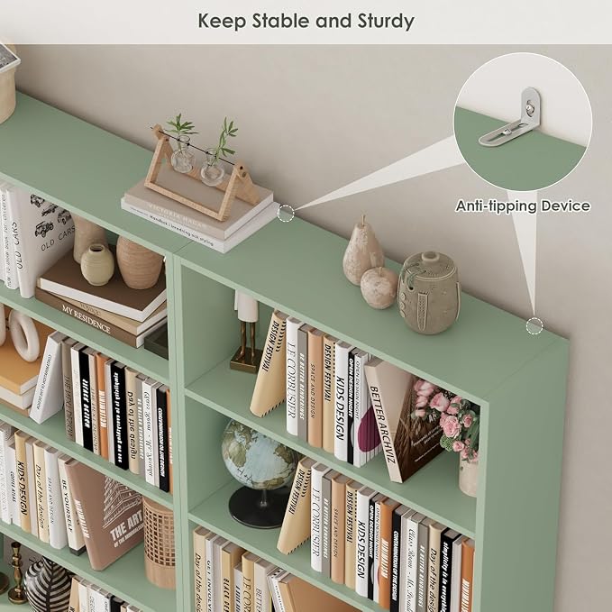 FOTOSOK 6-Tier Open Bookcase and Bookshelf Set of 2, Freestanding Display - Image 6