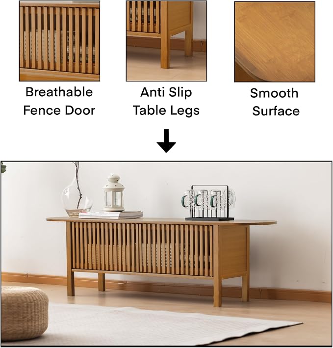Bamboo TV Stand for TVs up to 65", Accent Entertainment Center - Image 6