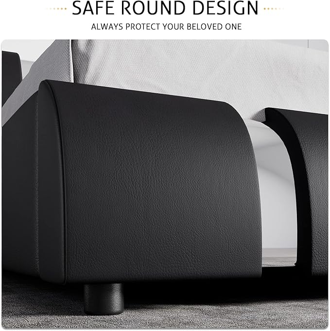SHA CERLIN Modern Faux Leather Queen Bed Frame - Image 6