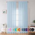 OWENIE Sky Blue Sheer Curtains 90 Inches Long by OWENIE