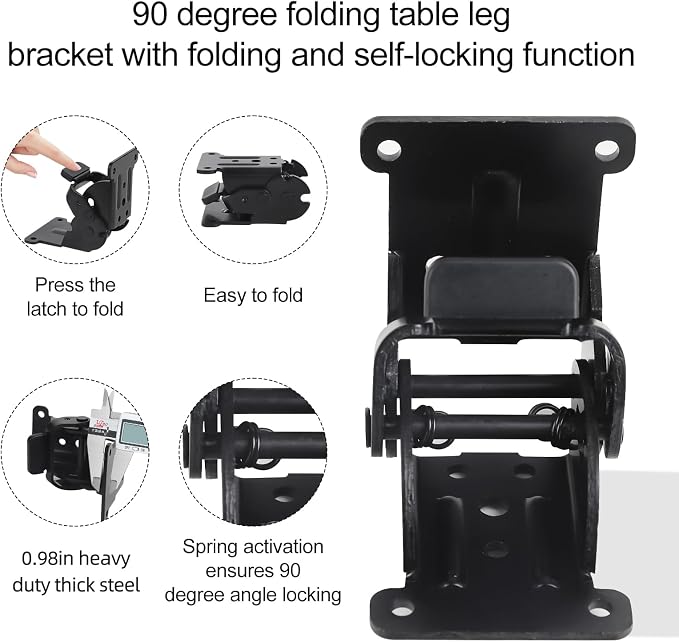 Self Locking Hinges Furniture Table Legs Locking Brackets, 90 Degree Folding - Image 6