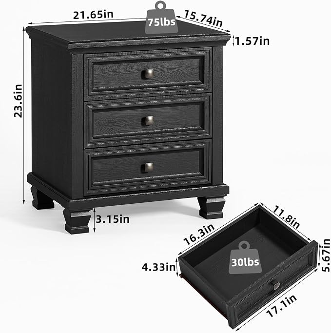 SAVOR LIFE Farmhouse Nightstand Set of 2, Rustic Couch End Table - Image 2