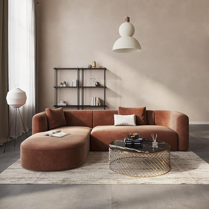 Acanva Luxury Modern Tight Curved Back Velvet Sofa, Minimalist Style Comfy Couch by acanva