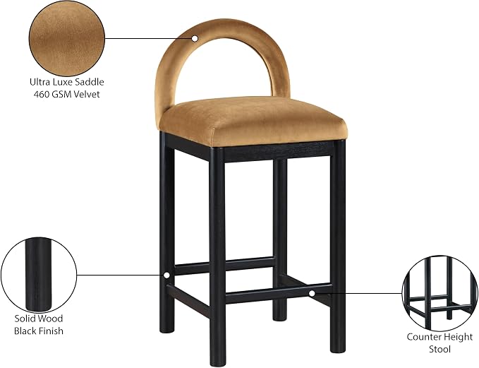 Meridian Furniture 11035Saddle-C Conrad Collection Art Deco Counter Stool - Image 9