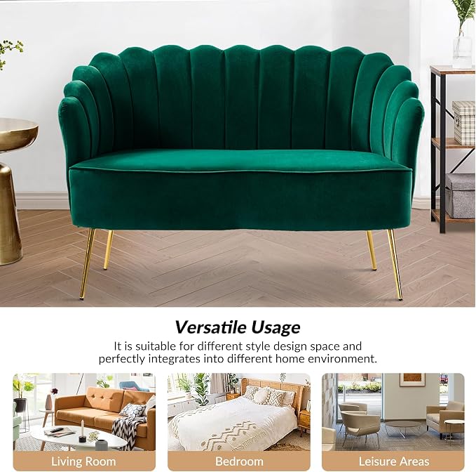 HULALA HOME Velvet Loveseat Sofa - Image 6