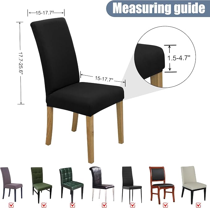 BIETYONE Stretch Dining Chair Covers Set of 6, Soft Removable Washable Kitchen - Image 5