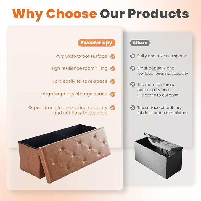Sweetcrispy 43 Inches Folding Ottoman - Image 8