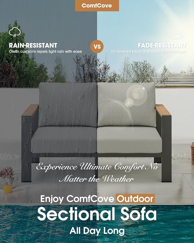 Outdoor Aluminum Patio Furniture Set 11 Seats, Patio Sectional Corner Couch Set - Image 8