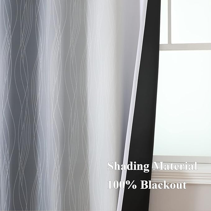 Estelar Textiler Full Room Darkening Greyish White and Grey Blackout Curtains - Image 5