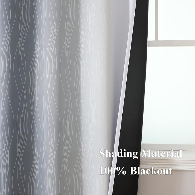 Estelar Textiler Grey and Greyish White Blackout Curtains & Drapes - Image 5