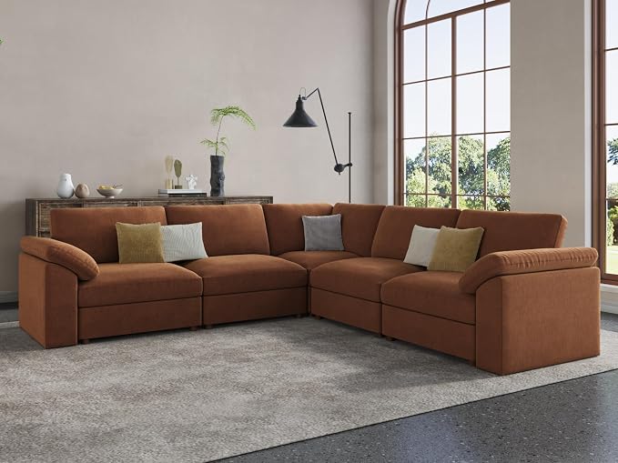 EASE MOOSE White Chenille Sectional Modular Sofa, Oversized L Shape Sectional - Image 4
