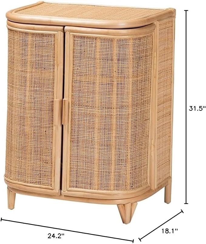 bali & pari Yanka Bohemian Natural Rattan Storage Cabinet - Image 3