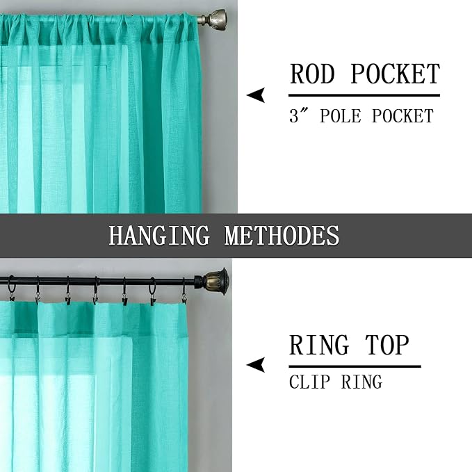 Tollpiz Short Sheer Curtain Linen Textured Living Room Curtains Sheer Light - Image 5