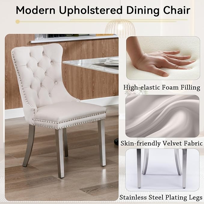 Henf 63"-79" Dining Table Set for 6, 7 Pieces Extendable Dining Table and 6 - Image 5