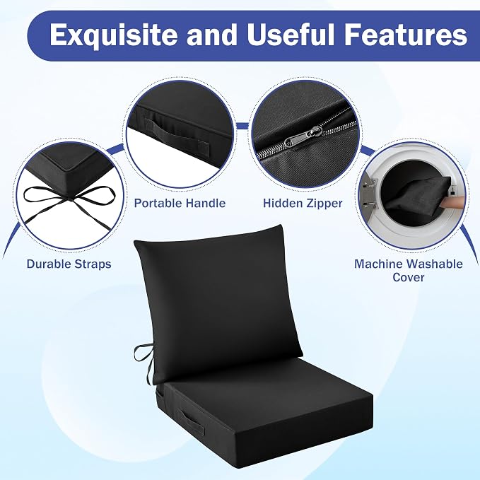 IASEAHK Outdoor Seat Cushion Set, Waterproof & Fade Resistant Patio Chair - Image 5