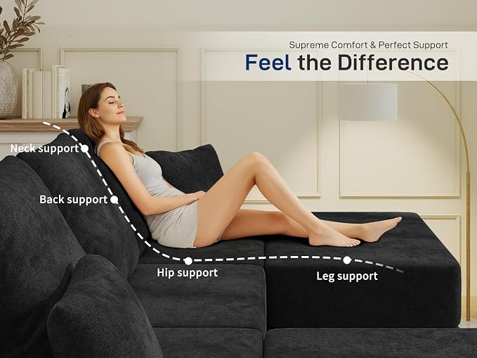 Living&Giving 128" U-Shaped Cloud Sectional Couch - Image 4