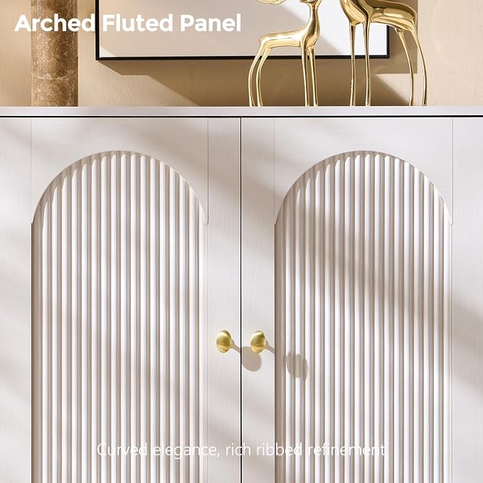 IFBUY Modern Sideboard Buffet Cabinet, 92.63" W Fluted Arched Buffet Cabinet - Image 4