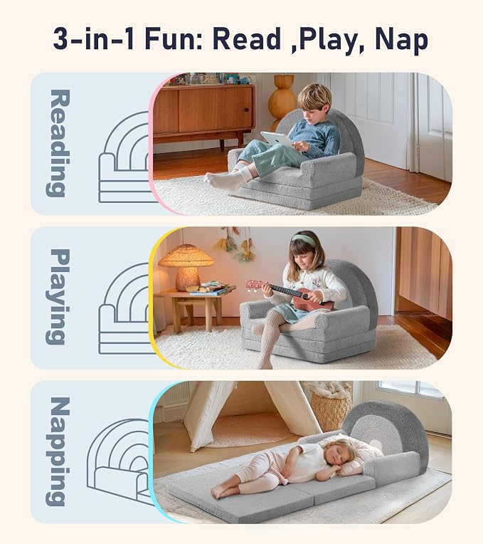 little dove Extra Wide Soft Toddler Couch Fold Out, Comfy Toddler Chair - Image 3