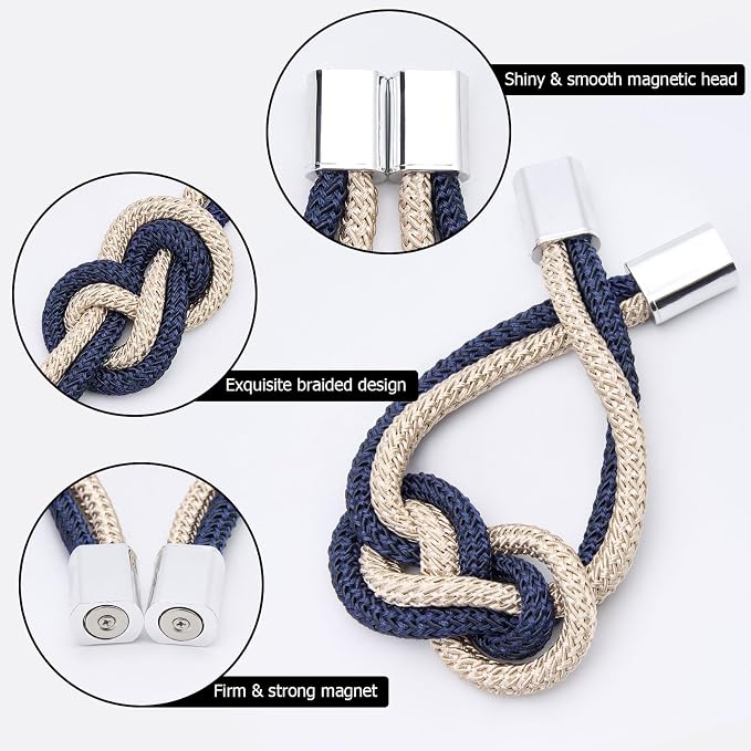 NICEEC 2 Pack Mini Magnetic Curtain Tiebacks Nordic Simple Style Drape Tie - Image 3