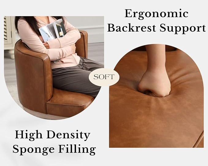 Brown Leather Barrel Chair - Image 7