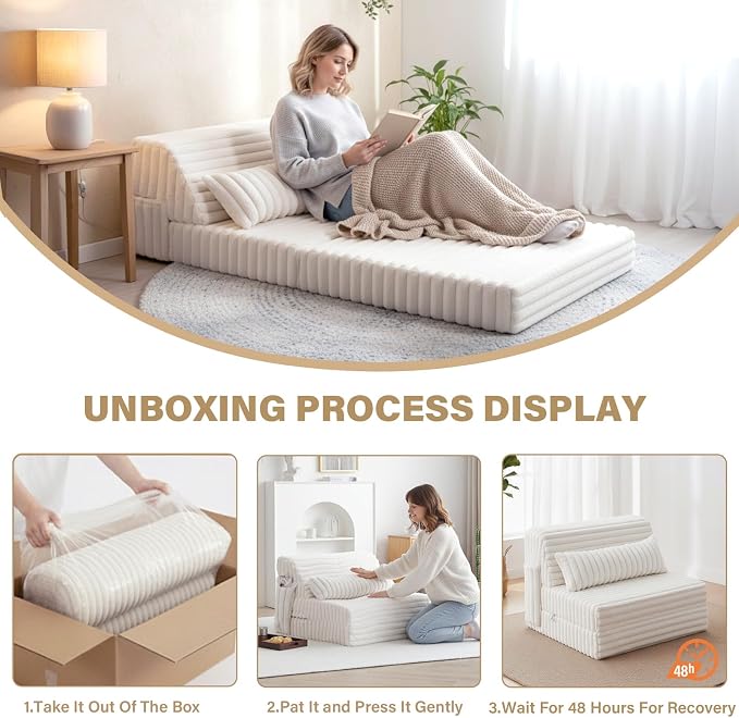 Tiita Folding Sofa Bed Single Size, Convertible Sleeper Chair Mattress - Image 9
