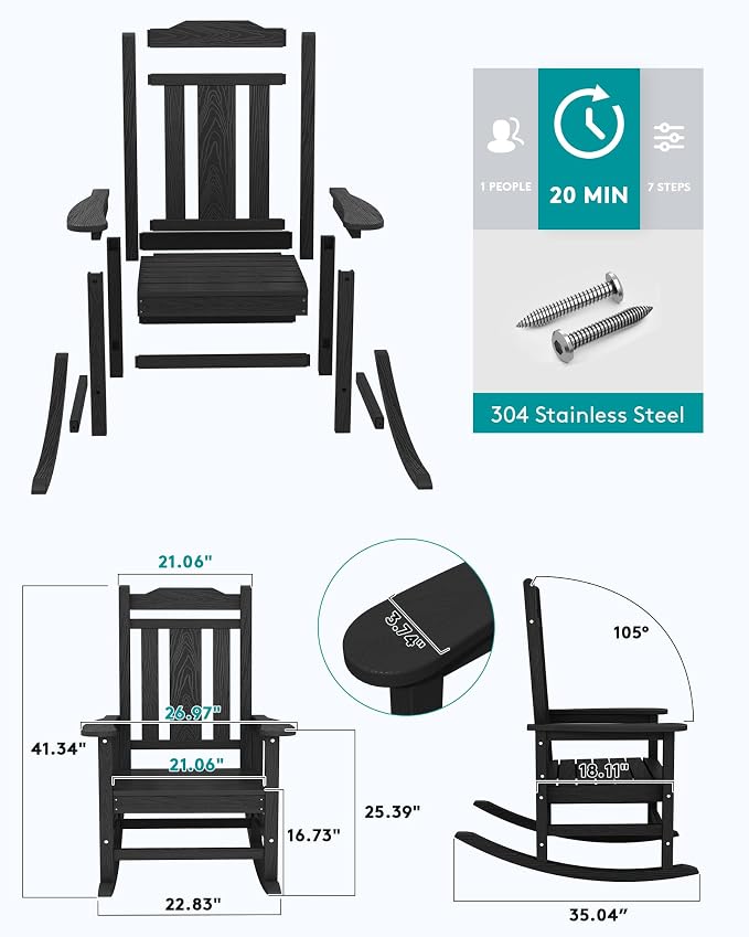 SERWALL HDPE Outdoor Rocking Chair - Image 2