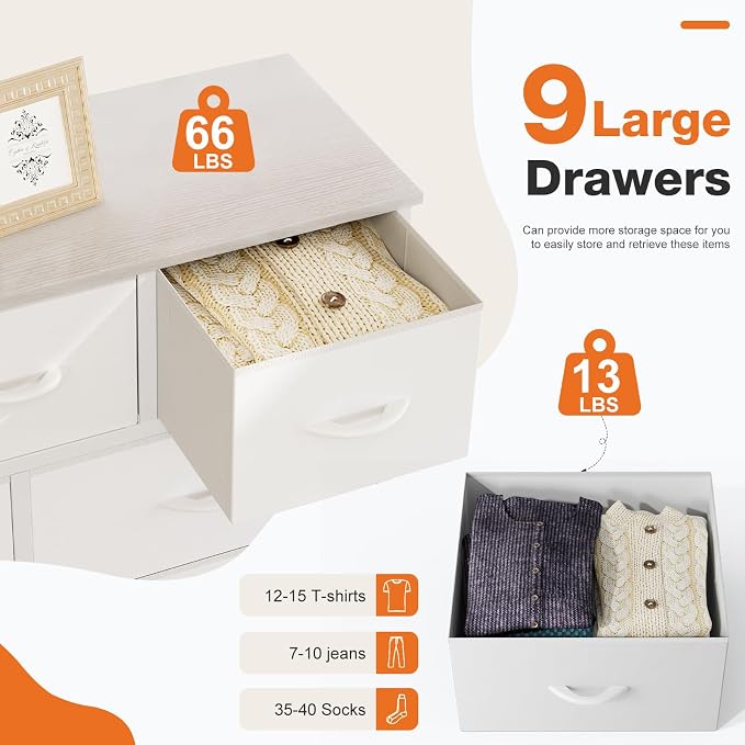 Sweetcrispy 9-Drawer Fabric Dresser Storage Tower - Image 6
