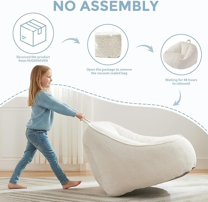 HUGHEAVEN Bean Bag Chairs for Kids, Toddler Bean Bag Chair, Comfy Cozy Reading - Image 6